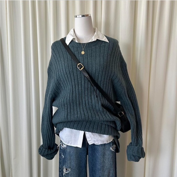 Vintage GAP 100% Wool Ribbed Knit Sweater size XXL Blue. - Picture 6 of 8